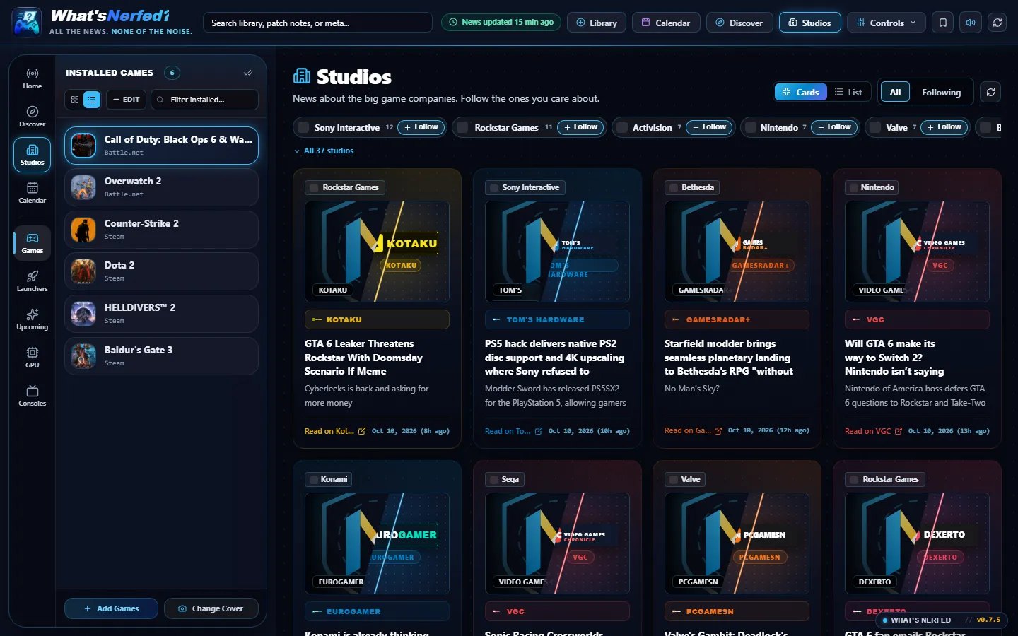 Studios screenshot